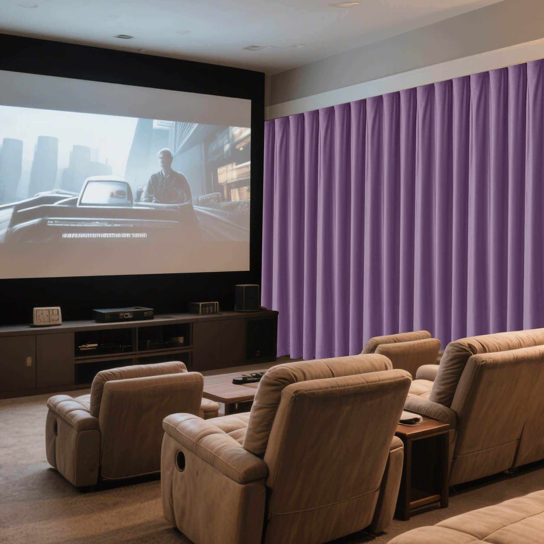 MJ11 Soft Velvet Home Theater Blackout Curtain Custom Made Multiple Headers - Cololeaf -- 32# Violet