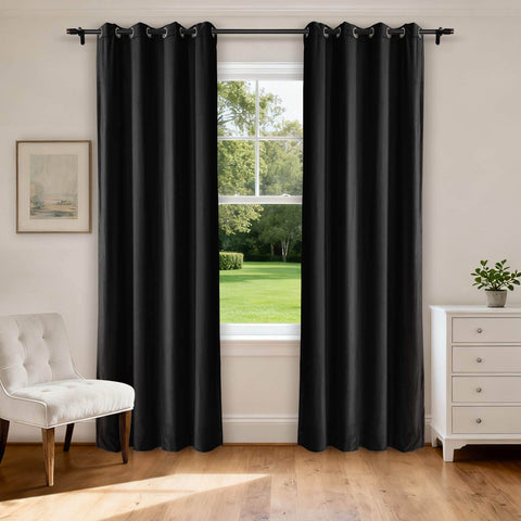 MJ11 Soft Velvet Home Theater Blackout Curtain Custom Made Multiple Headers - Cololeaf -- 111# Warm Black