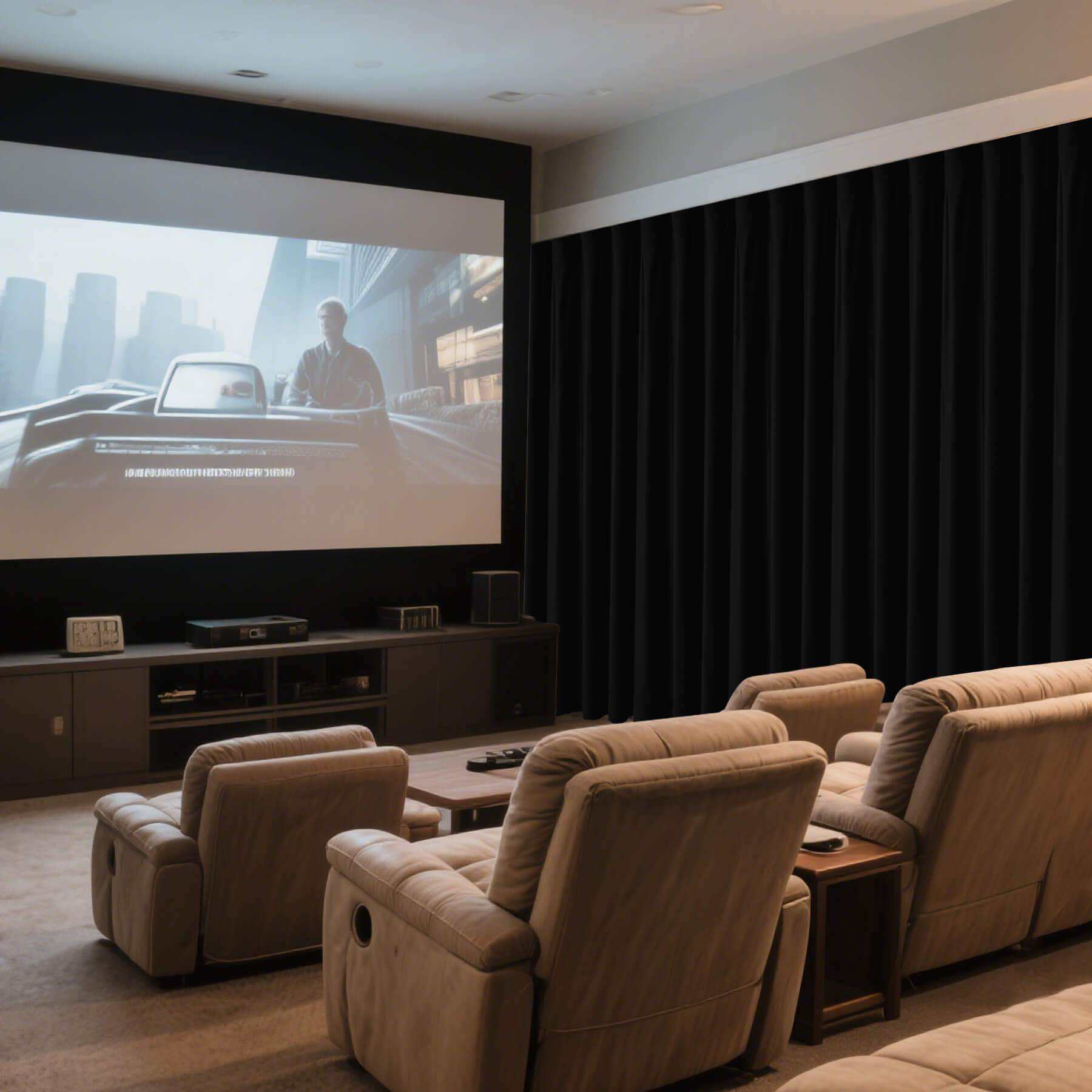 MJ11 Soft Velvet Home Theater Blackout Curtain Custom Made Multiple Headers - Cololeaf -- 111# Warm Black