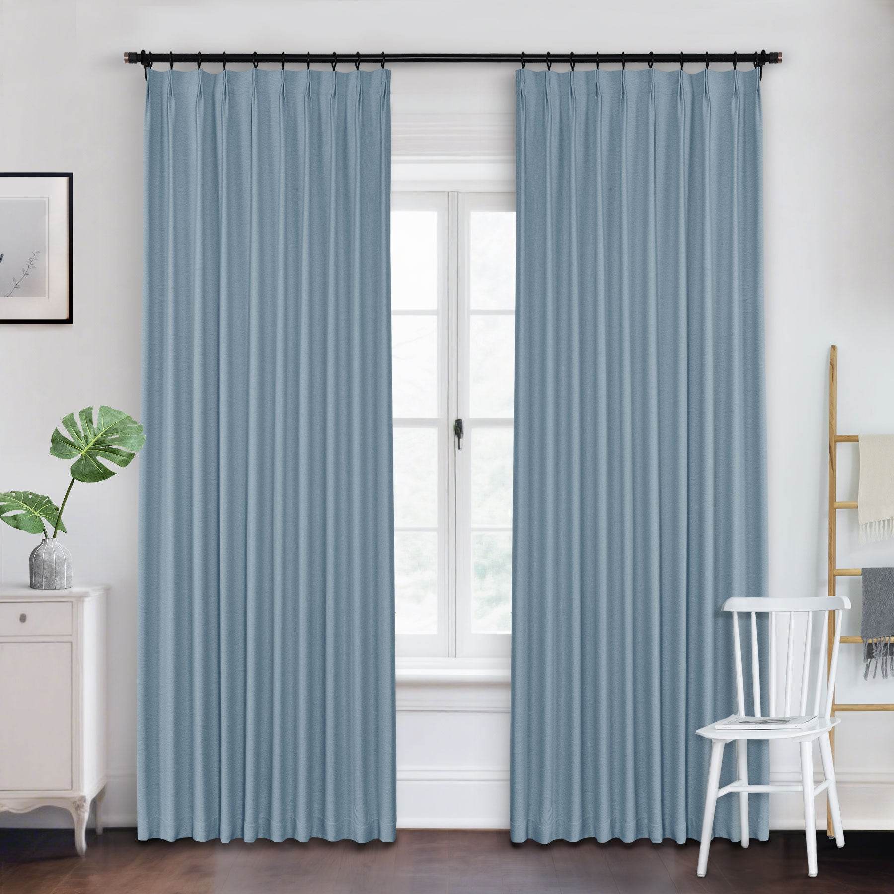Frank Heavyweight Linen Blend Blackout Curtains - Thermal Insulated, Room Darkening, Pinch Pleat Drapes - Cololeaf