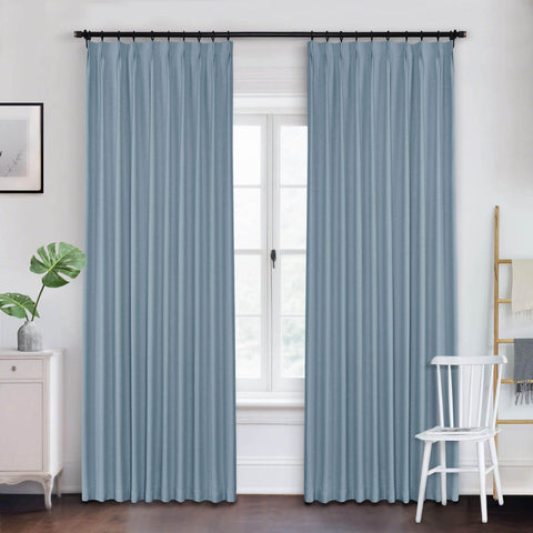 Frank Heavyweight Linen Blend Blackout Curtains - Thermal Insulated, Room Darkening, Pinch Pleat Drapes - Cololeaf -- #01 Ivory White