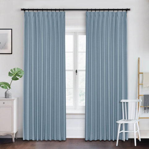 Frank Heavyweight Linen Blend Blackout Curtains - Thermal Insulated, Room Darkening, Pinch Pleat Drapes - Cololeaf