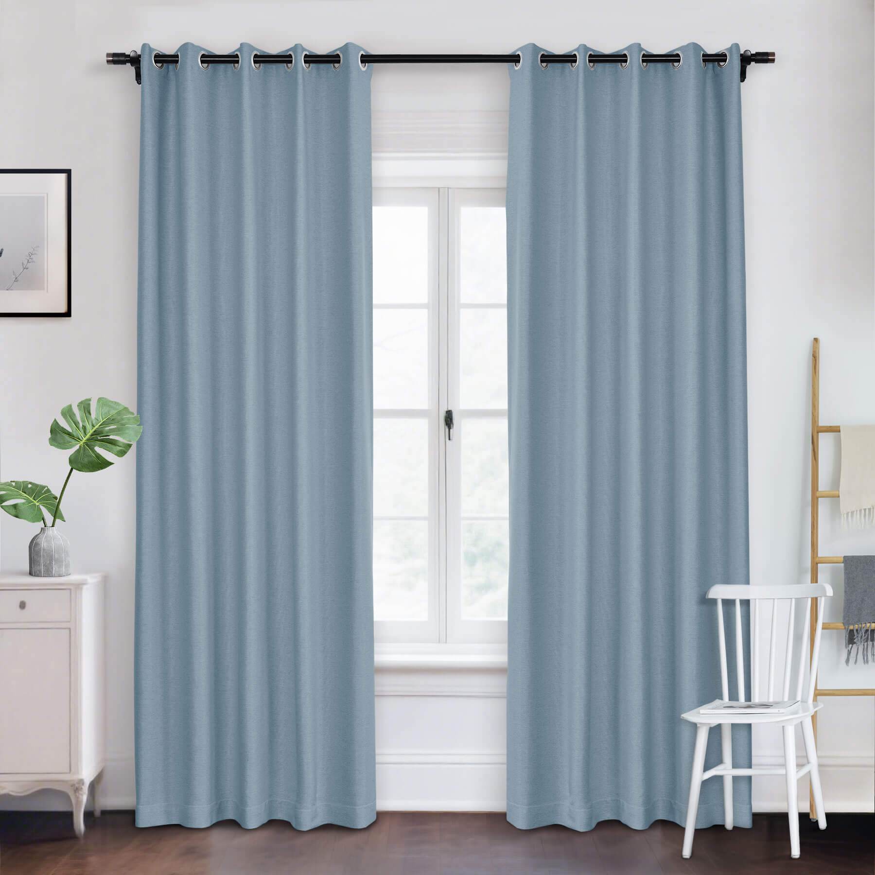 Frank Room Darkening Linen Blend Curtains Heavy Weight Thermal Blackout Drapes Grommet - Cololeaf -- #01 Ivory White