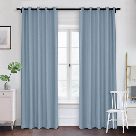 Frank Room Darkening Linen Blend Curtains Heavy Weight Thermal Blackout Drapes Grommet - Cololeaf -- #01 Ivory White