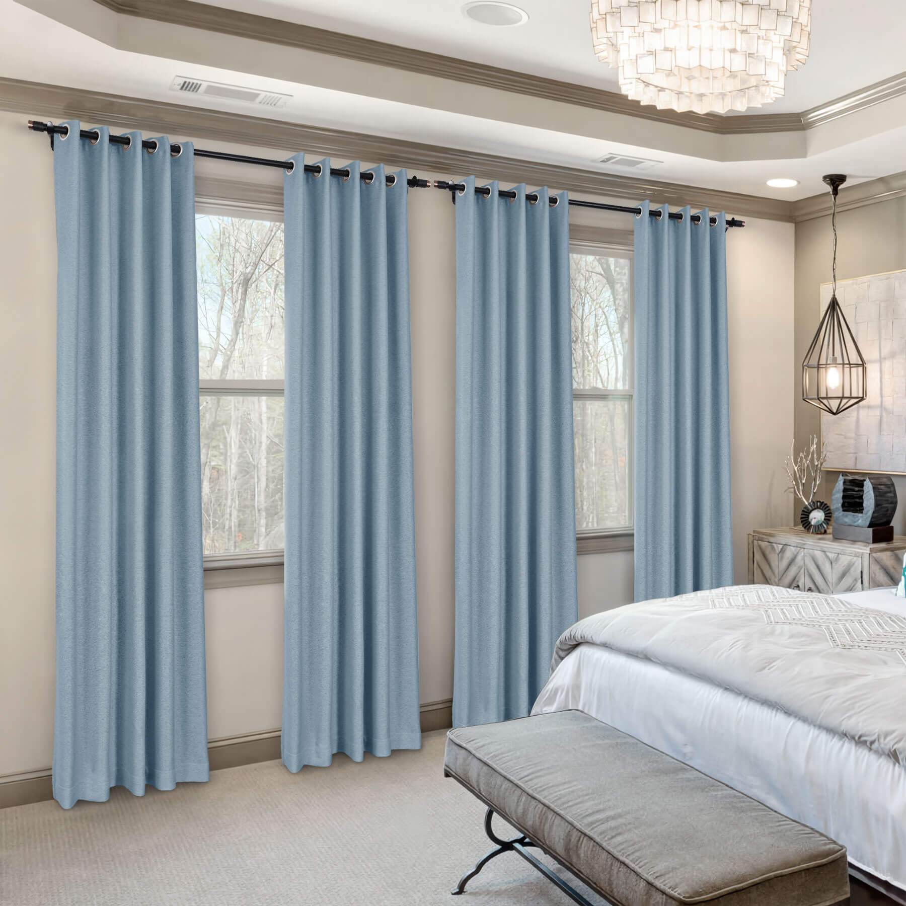 Frank Room Darkening Linen Blend Curtains Heavy Weight Thermal Blackout Drapes Grommet - Cololeaf -- #01 Ivory White