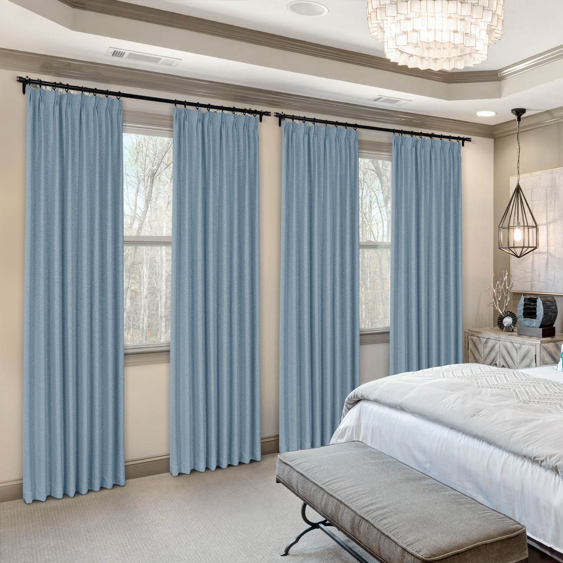 Frank Heavyweight Linen Blend Blackout Curtains - Thermal Insulated, Room Darkening, Pinch Pleat Drapes - Cololeaf