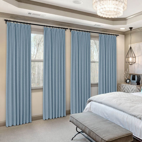 Frank Heavyweight Linen Blend Blackout Curtains - Thermal Insulated, Room Darkening, Pinch Pleat Drapes - Cololeaf