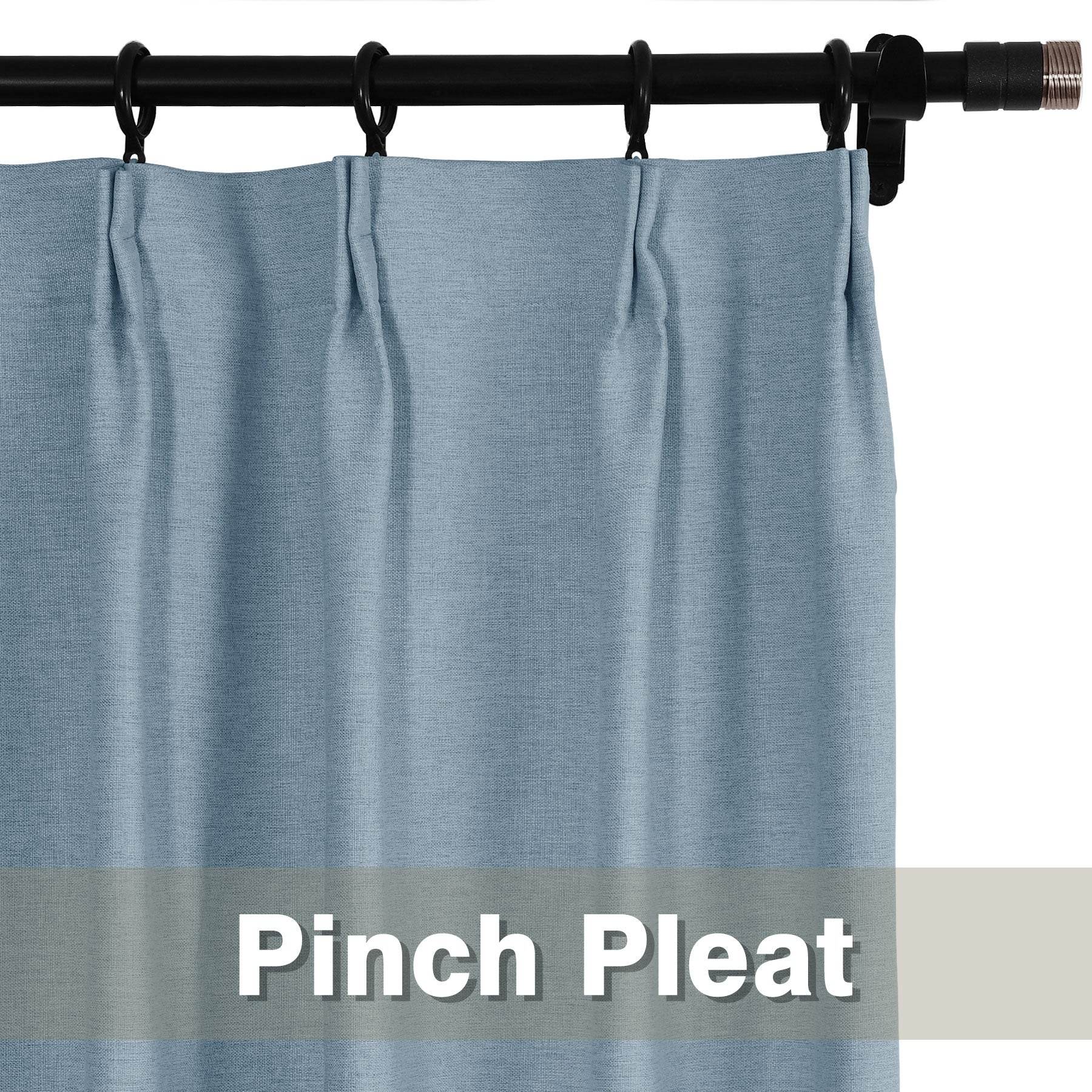 Frank Heavyweight Linen Blend Blackout Curtains - Thermal Insulated, Room Darkening, Pinch Pleat Drapes - Cololeaf