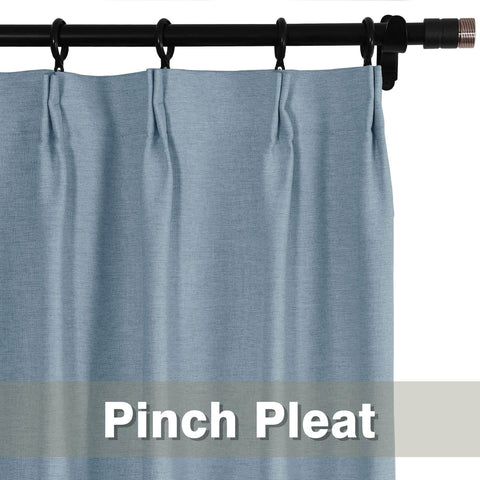 Frank Heavyweight Linen Blend Blackout Curtains - Thermal Insulated, Room Darkening, Pinch Pleat Drapes - Cololeaf -- #01 Ivory White