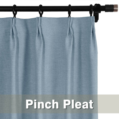 Frank Heavyweight Linen Blend Blackout Curtains - Thermal Insulated, Room Darkening, Pinch Pleat Drapes - Cololeaf
