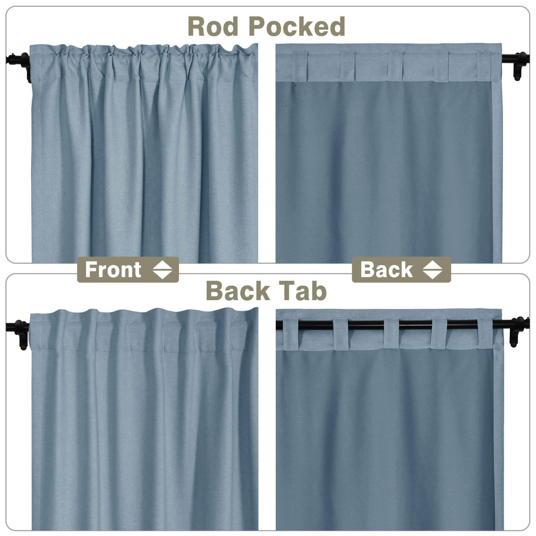 Frank Room Darkening Linen Blend Curtains Heavy Weight Thermal Blackout Drapes Back Tab & Rod Pocket - Cololeaf -- #07 Sand Beige