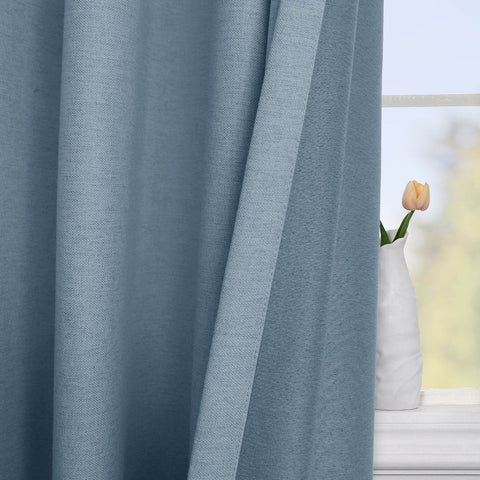 Frank Heavyweight Linen Blend Blackout Curtains - Thermal Insulated, Room Darkening, Pinch Pleat Drapes - Cololeaf
