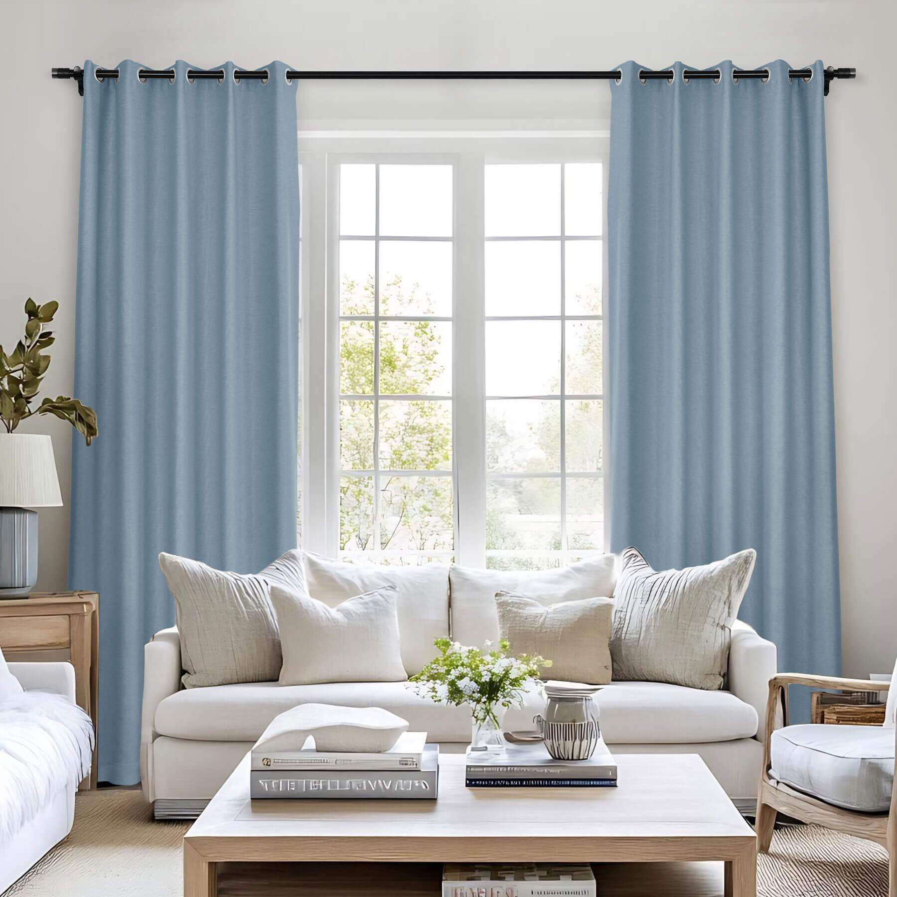 Frank Room Darkening Linen Blend Curtains Heavy Weight Thermal Blackout Drapes Grommet - Cololeaf -- #01 Ivory White