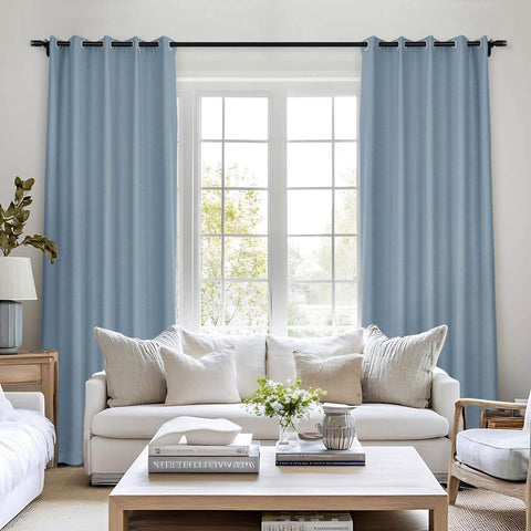 Frank Room Darkening Linen Blend Curtains Heavy Weight Thermal Blackout Drapes Grommet - Cololeaf -- #01 Ivory White