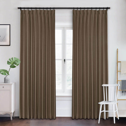 Frank Heavyweight Linen Blend Blackout Curtains - Thermal Insulated, Room Darkening, Pinch Pleat Drapes - Cololeaf -- #01 Ivory White