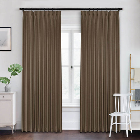 Frank Heavyweight Linen Blend Blackout Curtains - Thermal Insulated, Room Darkening, Pinch Pleat Drapes - Cololeaf
