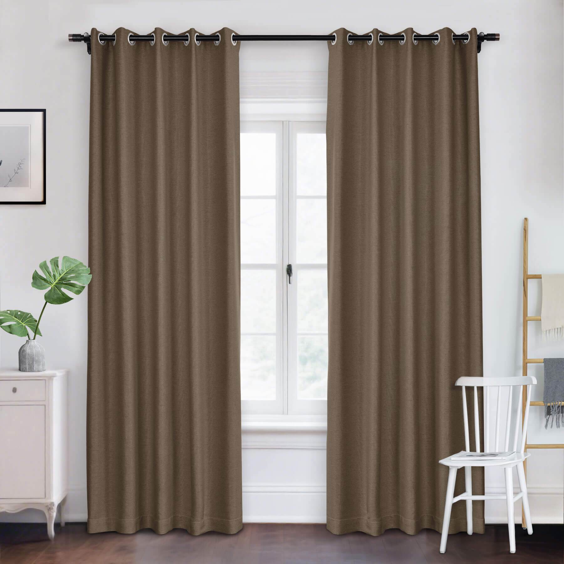 Frank Room Darkening Linen Blend Curtains Heavy Weight Thermal Blackout Drapes Grommet - Cololeaf -- #01 Ivory White