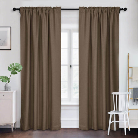 Frank Room Darkening Linen Blend Curtains Heavy Weight Thermal Blackout Drapes Back Tab & Rod Pocket - Cololeaf -- #07 Sand Beige