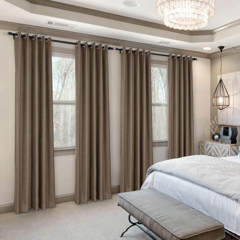 Frank Room Darkening Linen Blend Curtains Heavy Weight Thermal Blackout Drapes Grommet - Cololeaf -- #01 Ivory White