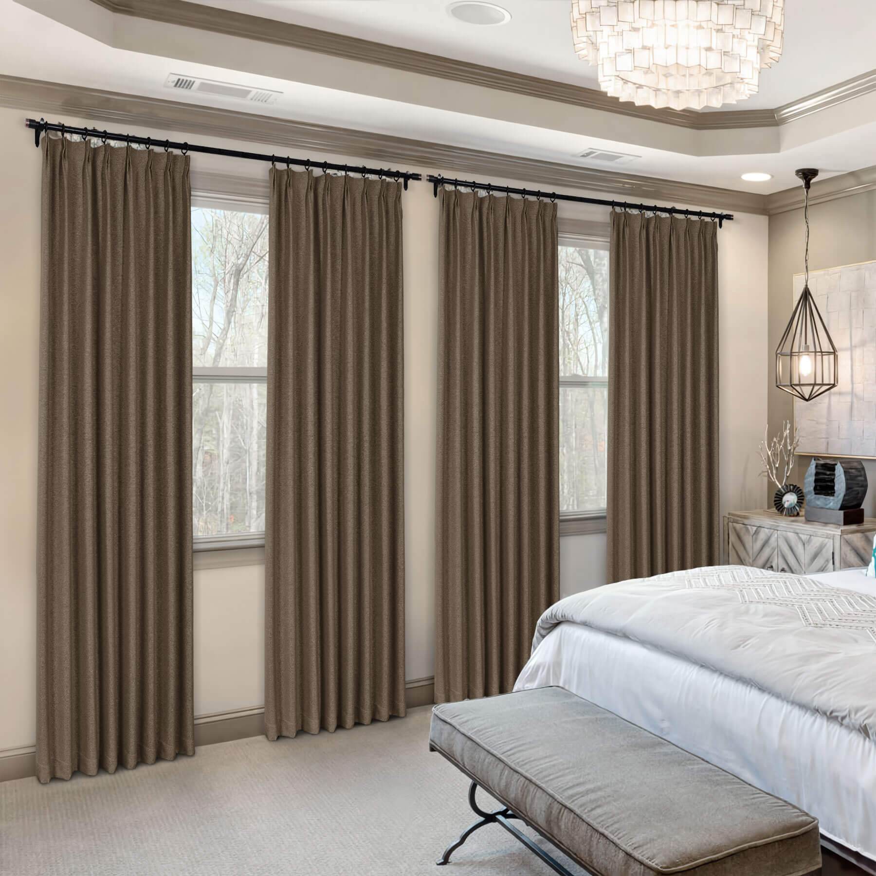 Frank Heavyweight Linen Blend Blackout Curtains - Thermal Insulated, Room Darkening, Pinch Pleat Drapes - Cololeaf -- #01 Ivory White