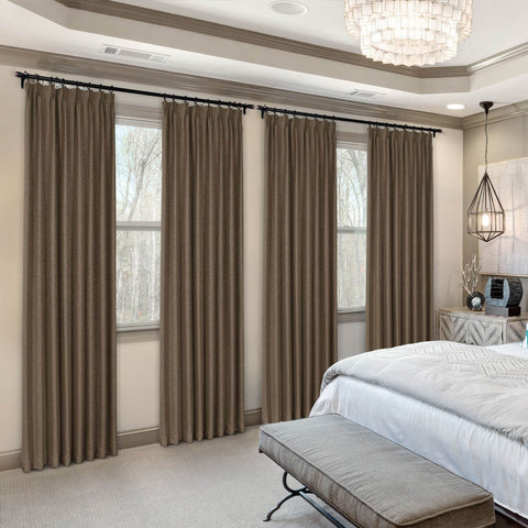 Frank Heavyweight Linen Blend Blackout Curtains - Thermal Insulated, Room Darkening, Pinch Pleat Drapes - Cololeaf