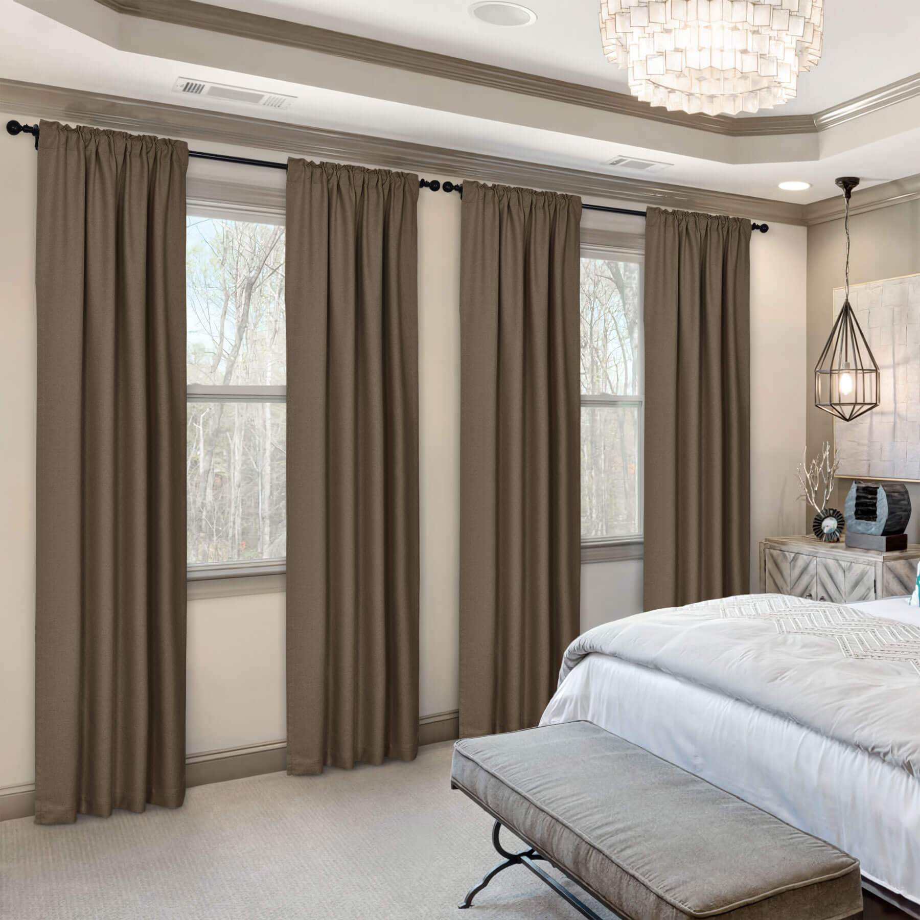 Frank Room Darkening Linen Blend Curtains Heavy Weight Thermal Blackout Drapes Back Tab & Rod Pocket - Cololeaf -- #07 Sand Beige
