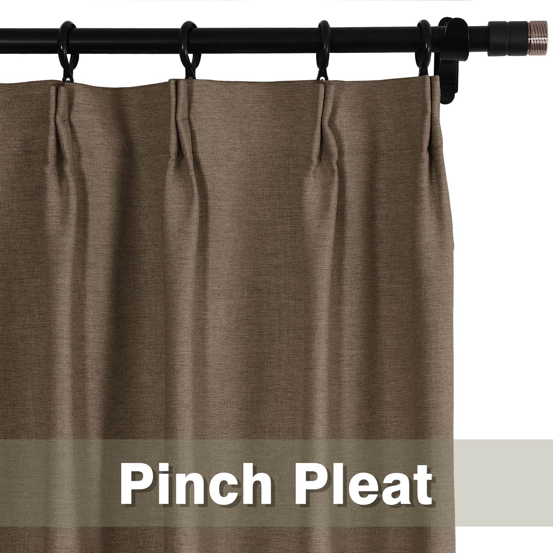 Frank Heavyweight Linen Blend Blackout Curtains - Thermal Insulated, Room Darkening, Pinch Pleat Drapes - Cololeaf