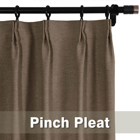 Frank Heavyweight Linen Blend Blackout Curtains - Thermal Insulated, Room Darkening, Pinch Pleat Drapes - Cololeaf -- #01 Ivory White