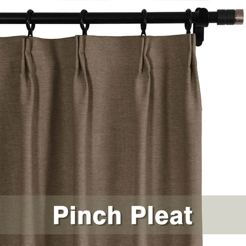 Frank Heavyweight Linen Blend Blackout Curtains - Thermal Insulated, Room Darkening, Pinch Pleat Drapes - Cololeaf