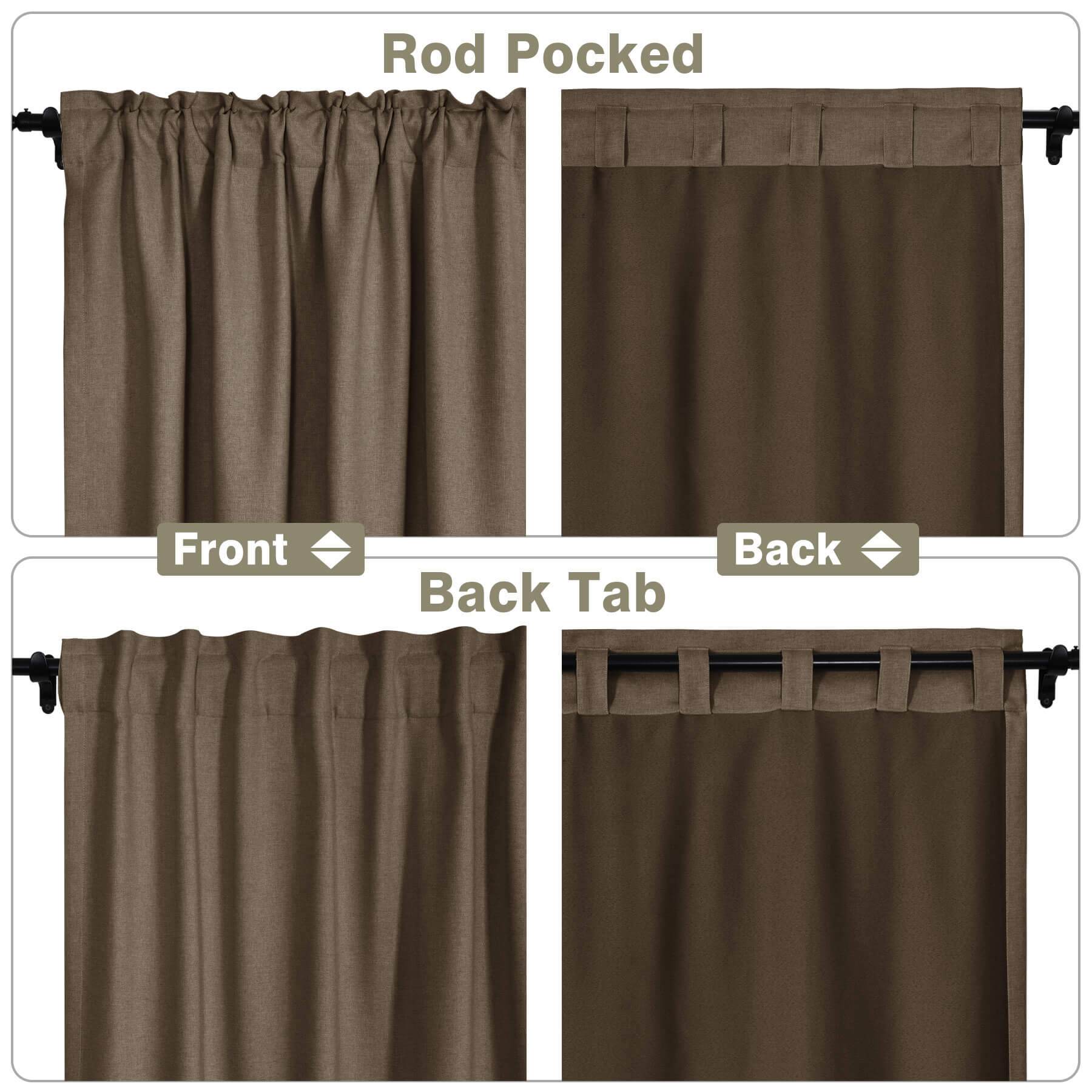 Frank Room Darkening Linen Blend Curtains Heavy Weight Thermal Blackout Drapes Back Tab & Rod Pocket - Cololeaf -- #07 Sand Beige