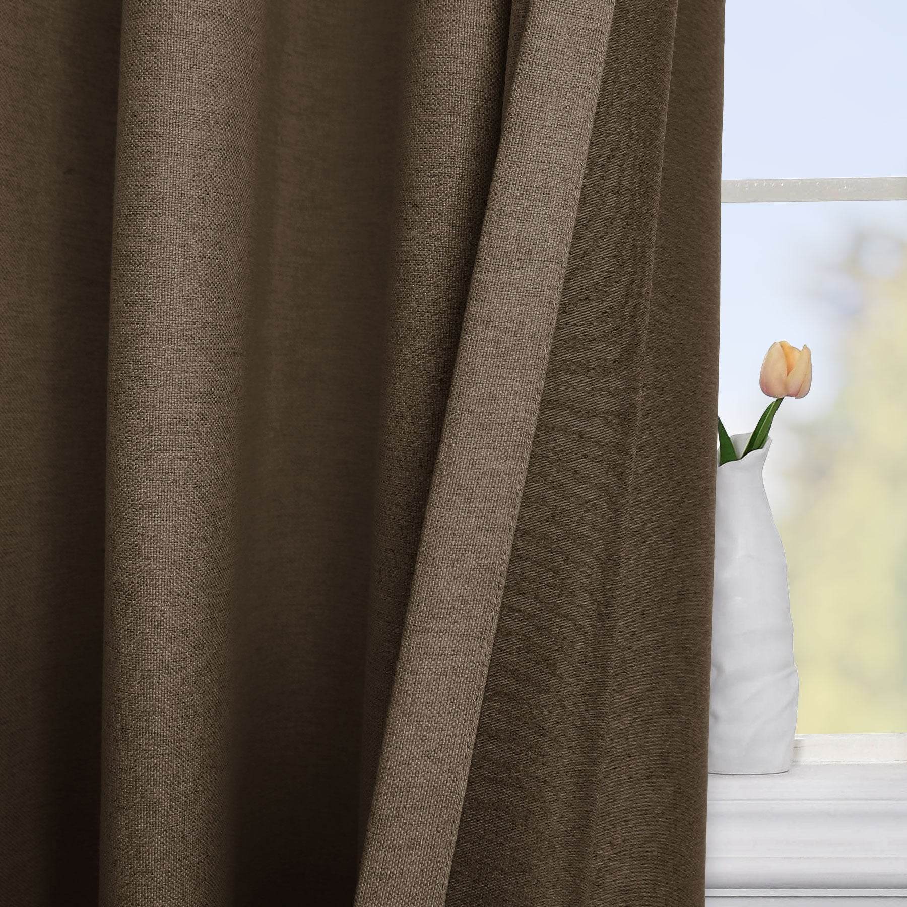 Frank Heavyweight Linen Blend Blackout Curtains - Thermal Insulated, Room Darkening, Pinch Pleat Drapes - Cololeaf