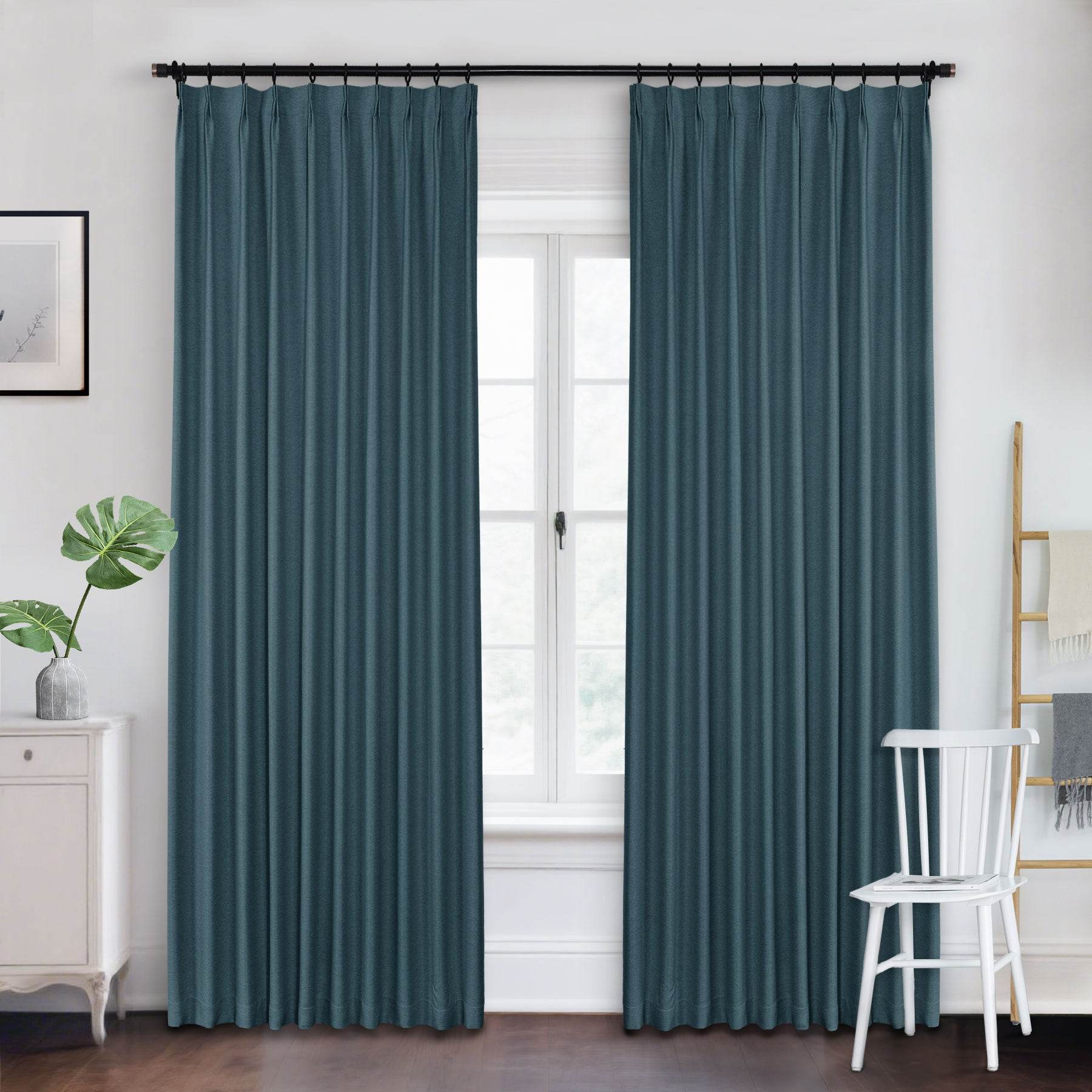 Frank Heavyweight Linen Blend Blackout Curtains - Thermal Insulated, Room Darkening, Pinch Pleat Drapes - Cololeaf