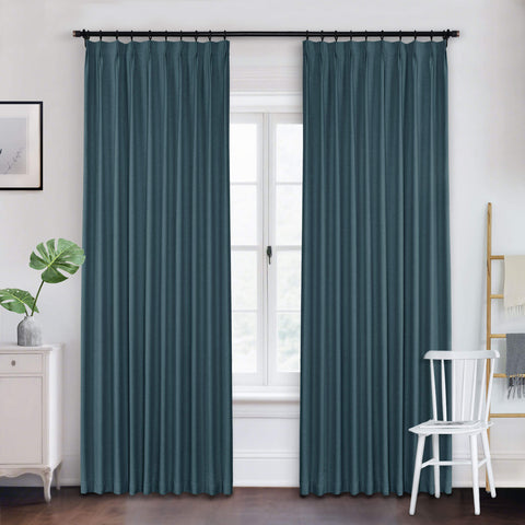 Frank Heavyweight Linen Blend Blackout Curtains - Thermal Insulated, Room Darkening, Pinch Pleat Drapes 1 Panel