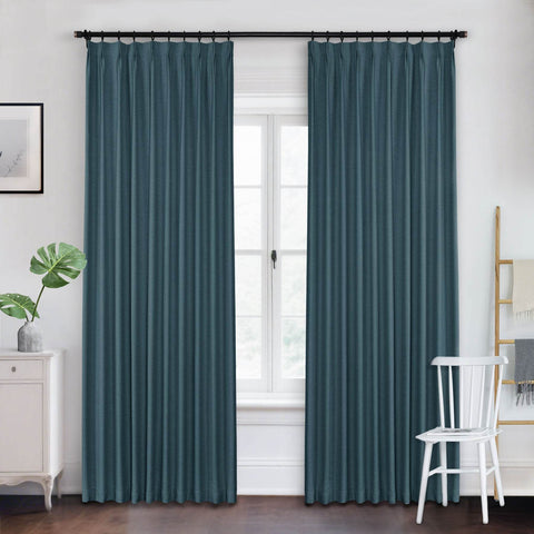 Frank Heavyweight Linen Blend Blackout Curtains - Thermal Insulated, Room Darkening, Pinch Pleat Drapes - Cololeaf