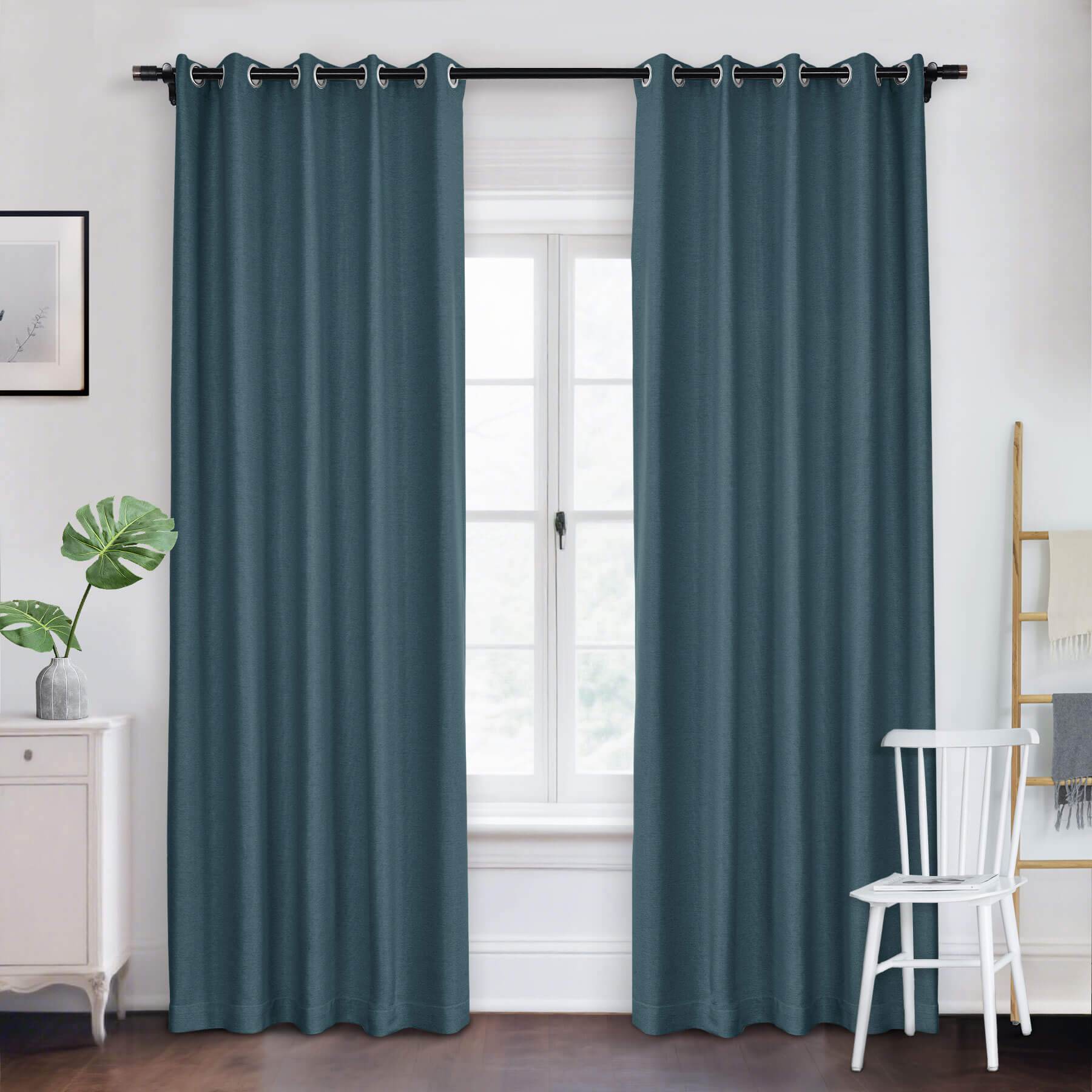 Frank Room Darkening Linen Blend Curtains Heavy Weight Thermal Blackout Drapes Grommet - Cololeaf -- #01 Ivory White