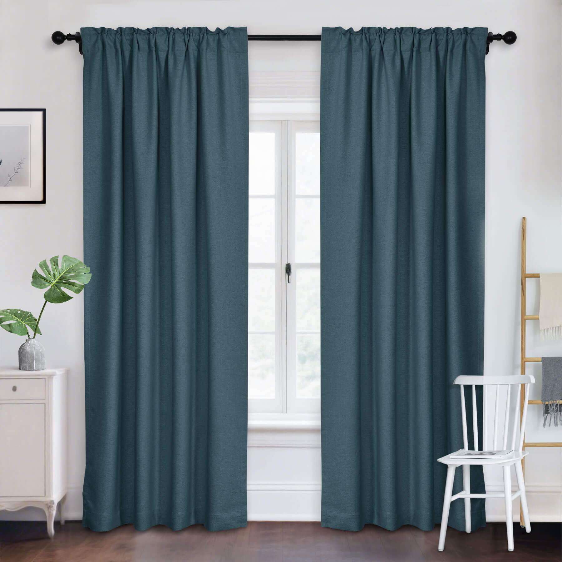 Frank Room Darkening Linen Blend Curtains Heavy Weight Thermal Blackout Drapes Back Tab & Rod Pocket - Cololeaf -- #07 Sand Beige