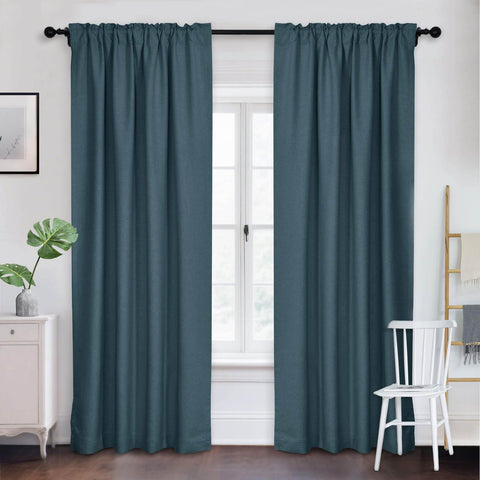Frank Room Darkening Linen Blend Curtains Heavy Weight Thermal Blackout Drapes Back Tab & Rod Pocket - Cololeaf -- #07 Sand Beige