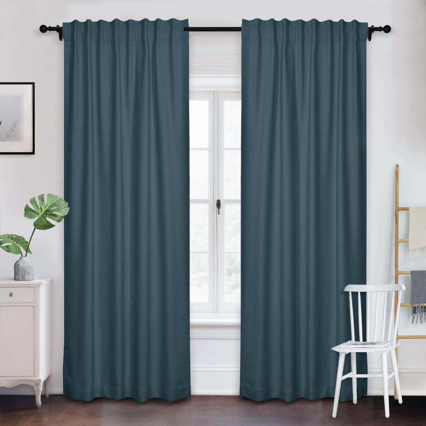 Frank Room Darkening Linen Blend Curtains Heavy Weight Thermal Blackout Drapes Back Tab & Rod Pocket - Cololeaf -- #07 Sand Beige
