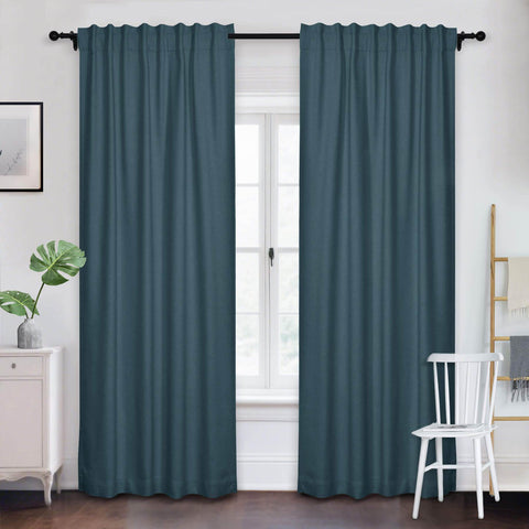 Frank Room Darkening Linen Blend Curtains Heavy Weight Thermal Blackout Drapes Back Tab & Rod Pocket - Cololeaf -- #07 Sand Beige