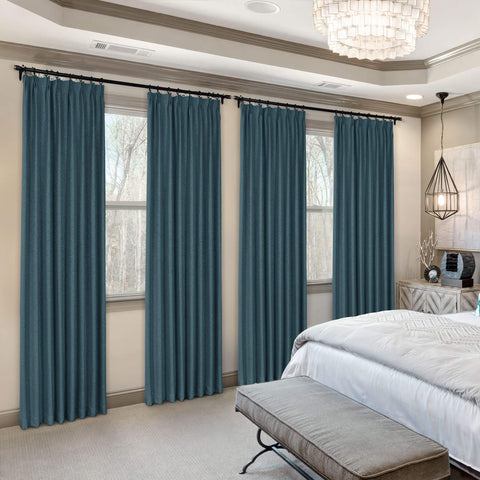 Frank Heavyweight Linen Blend Blackout Curtains - Thermal Insulated, Room Darkening, Pinch Pleat Drapes 1 Panel