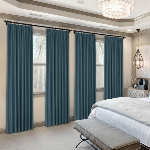 Frank Heavyweight Linen Blend Blackout Curtains - Thermal Insulated, Room Darkening, Pinch Pleat Drapes - Cololeaf