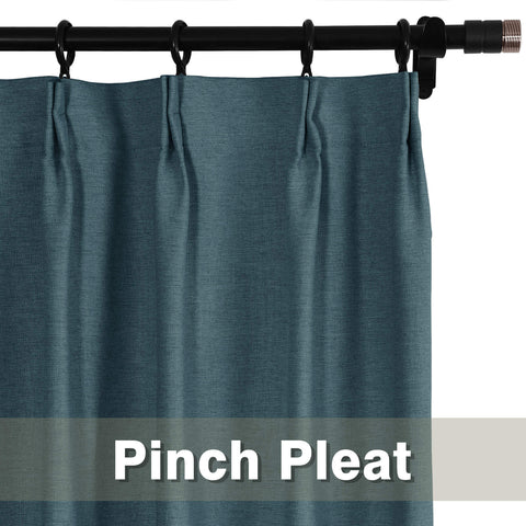 Frank Heavyweight Linen Blend Blackout Curtains - Thermal Insulated, Room Darkening, Pinch Pleat Drapes 1 Panel