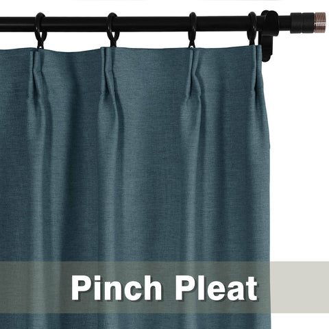 Frank Heavyweight Linen Blend Blackout Curtains - Thermal Insulated, Room Darkening, Pinch Pleat Drapes - Cololeaf -- #01 Ivory White