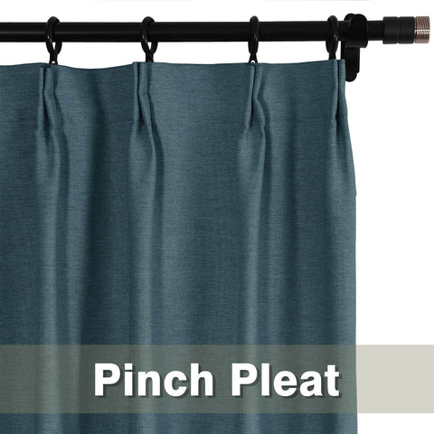 Frank Heavyweight Linen Blend Blackout Curtains - Thermal Insulated, Room Darkening, Pinch Pleat Drapes - Cololeaf