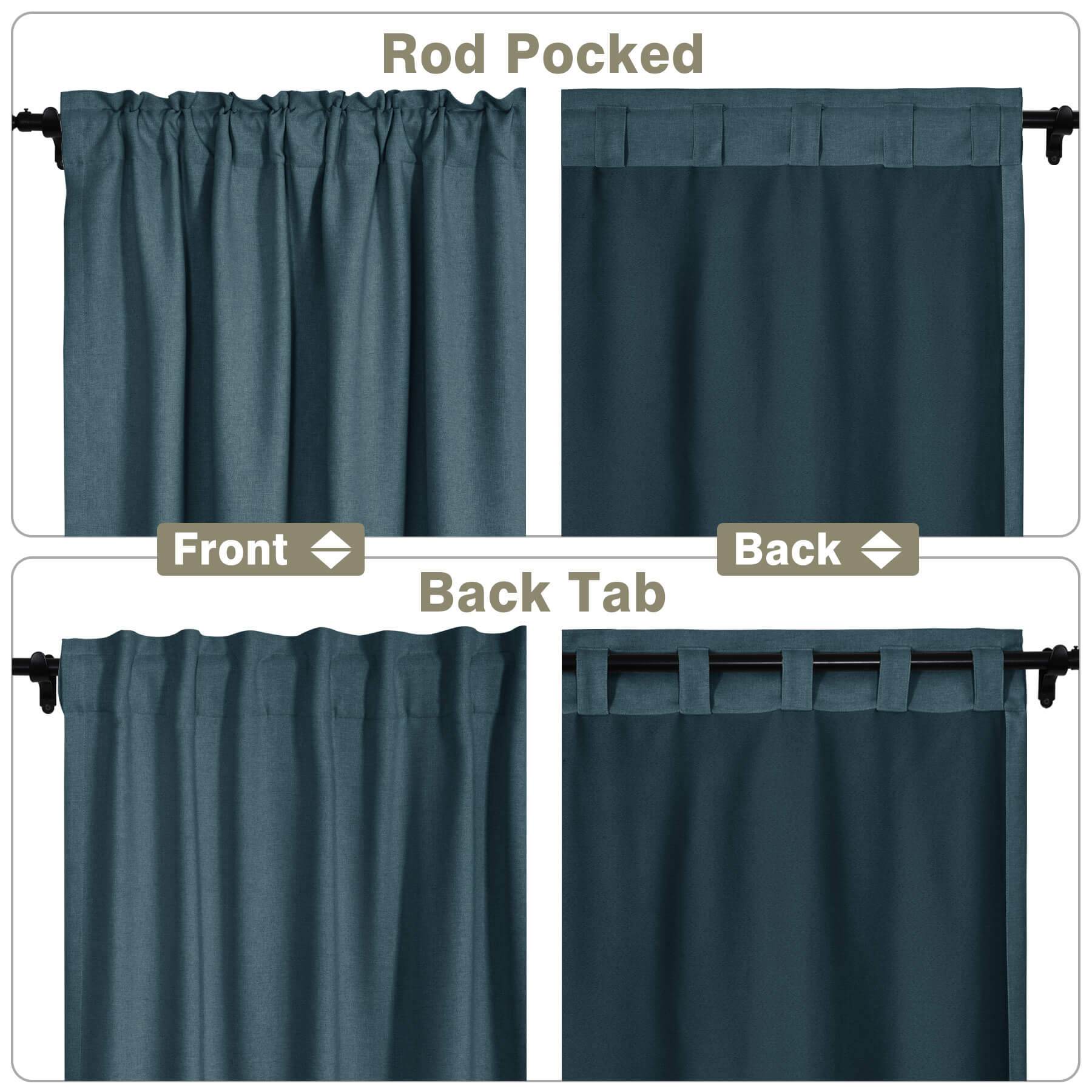 Frank Room Darkening Linen Blend Curtains Heavy Weight Thermal Blackout Drapes Back Tab & Rod Pocket - Cololeaf -- #07 Sand Beige