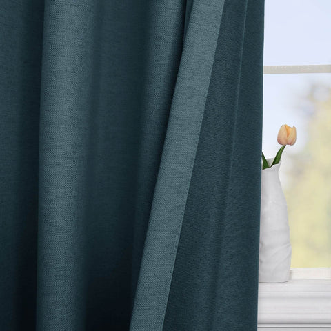 Frank Heavyweight Linen Blend Blackout Curtains - Thermal Insulated, Room Darkening, Pinch Pleat Drapes - Cololeaf