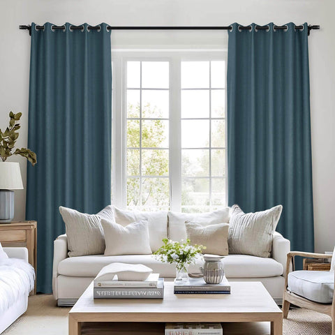Frank Room Darkening Linen Blend Curtains Heavy Weight Thermal Blackout Drapes Grommet - Cololeaf -- #01 Ivory White