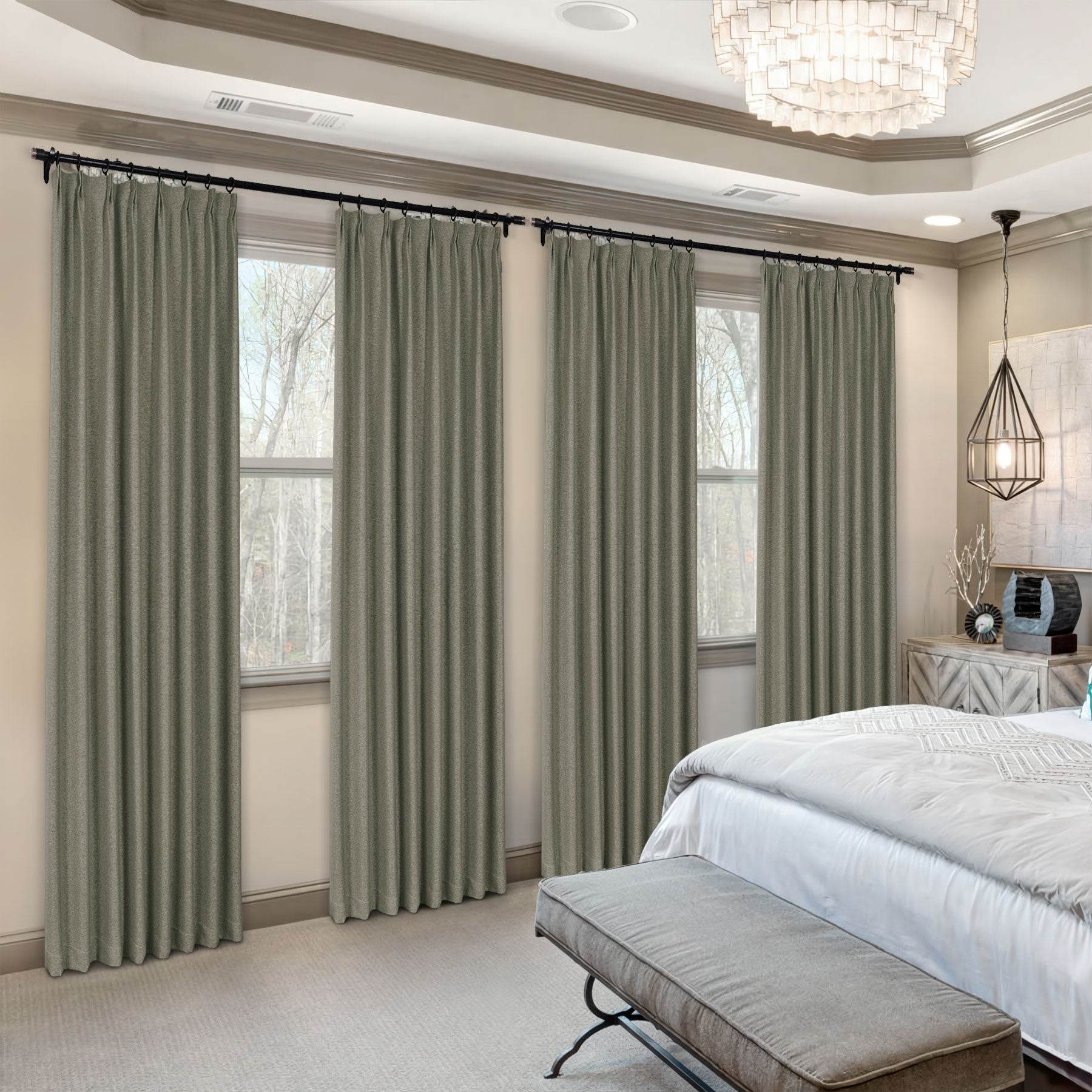 Frank Heavyweight Linen Blend Blackout Curtains - Thermal Insulated, Room Darkening, Pinch Pleat Drapes - Cololeaf