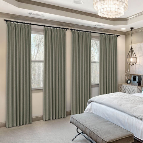 Frank Heavyweight Linen Blend Blackout Curtains - Thermal Insulated, Room Darkening, Pinch Pleat Drapes - Cololeaf