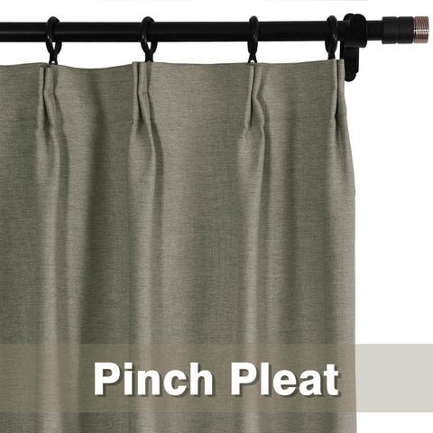 Frank Heavyweight Linen Blend Blackout Curtains - Thermal Insulated, Room Darkening, Pinch Pleat Drapes - Cololeaf -- #01 Ivory White